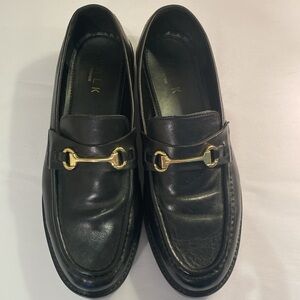 Walk London « Sean » lug sole black leather gold bit men’s loafer US 10 / UK 9